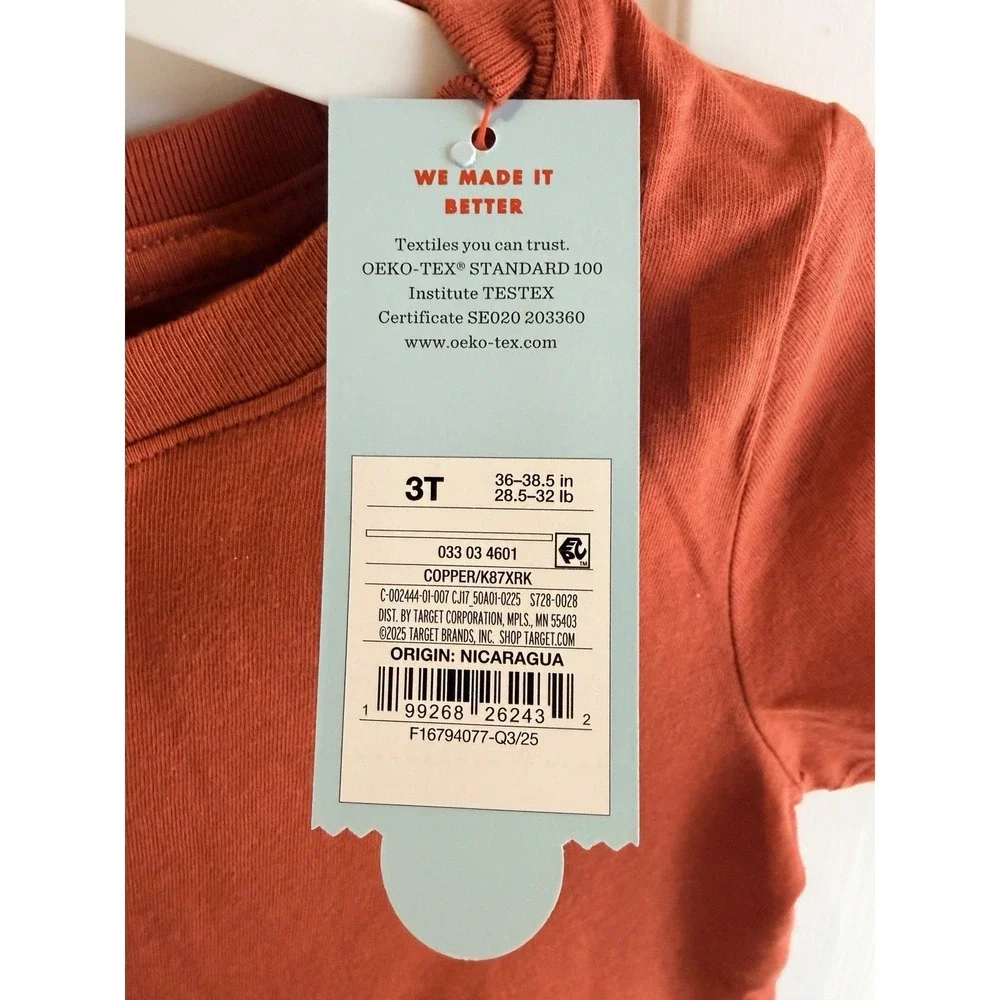 Cat & Jack Cotton T-shirt - Copper - 3T - Picture 3 of 4